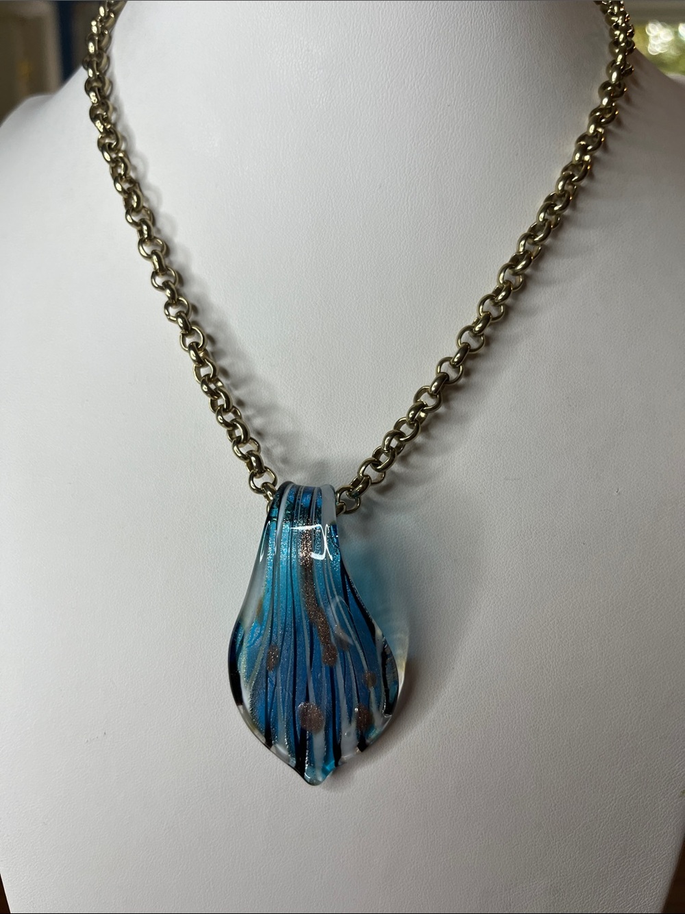 10/$10 Handcrafted Blue Glass Pendant Necklace - Women Jewelry